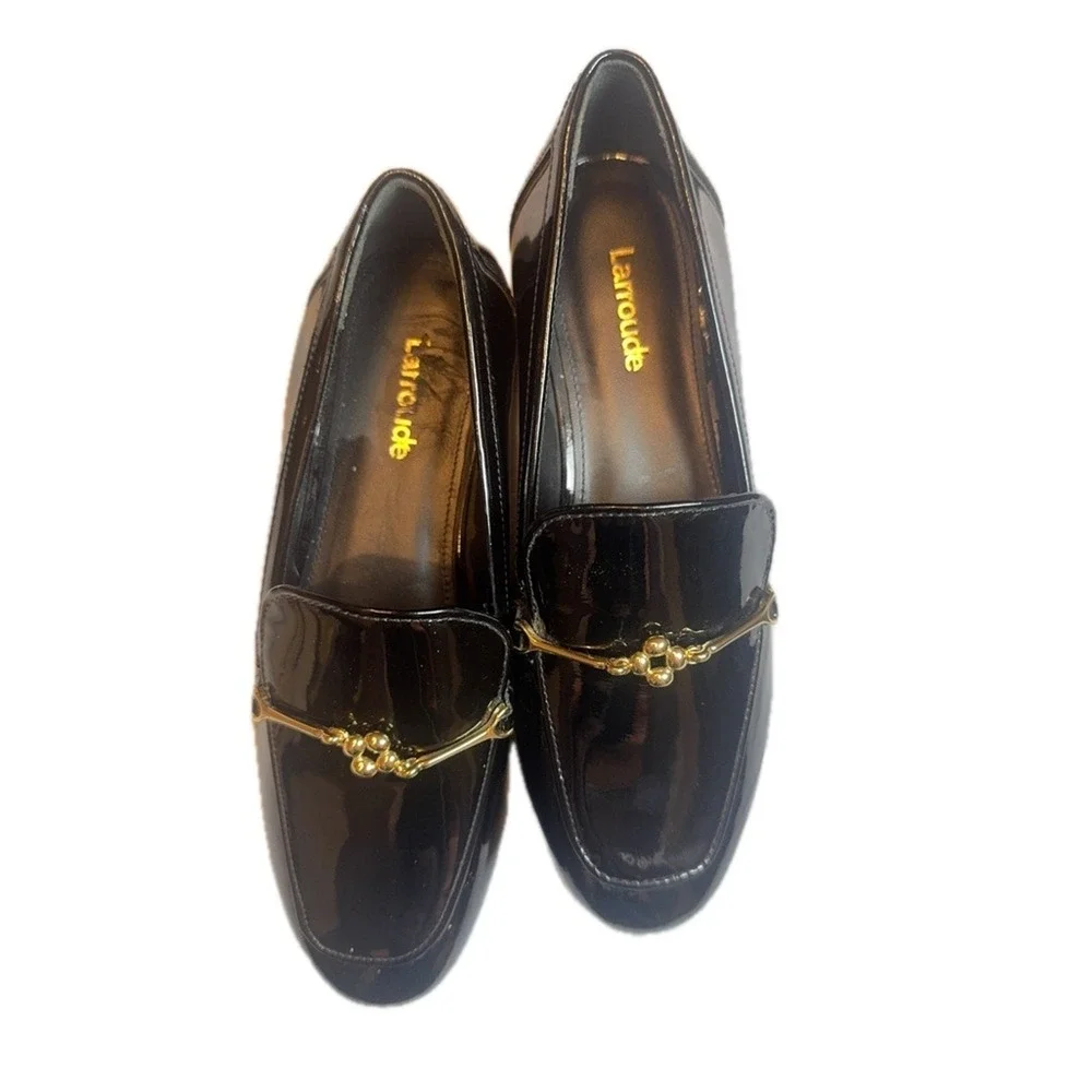 Larroudé‎ Katherine Black Patent Loafers Size 6